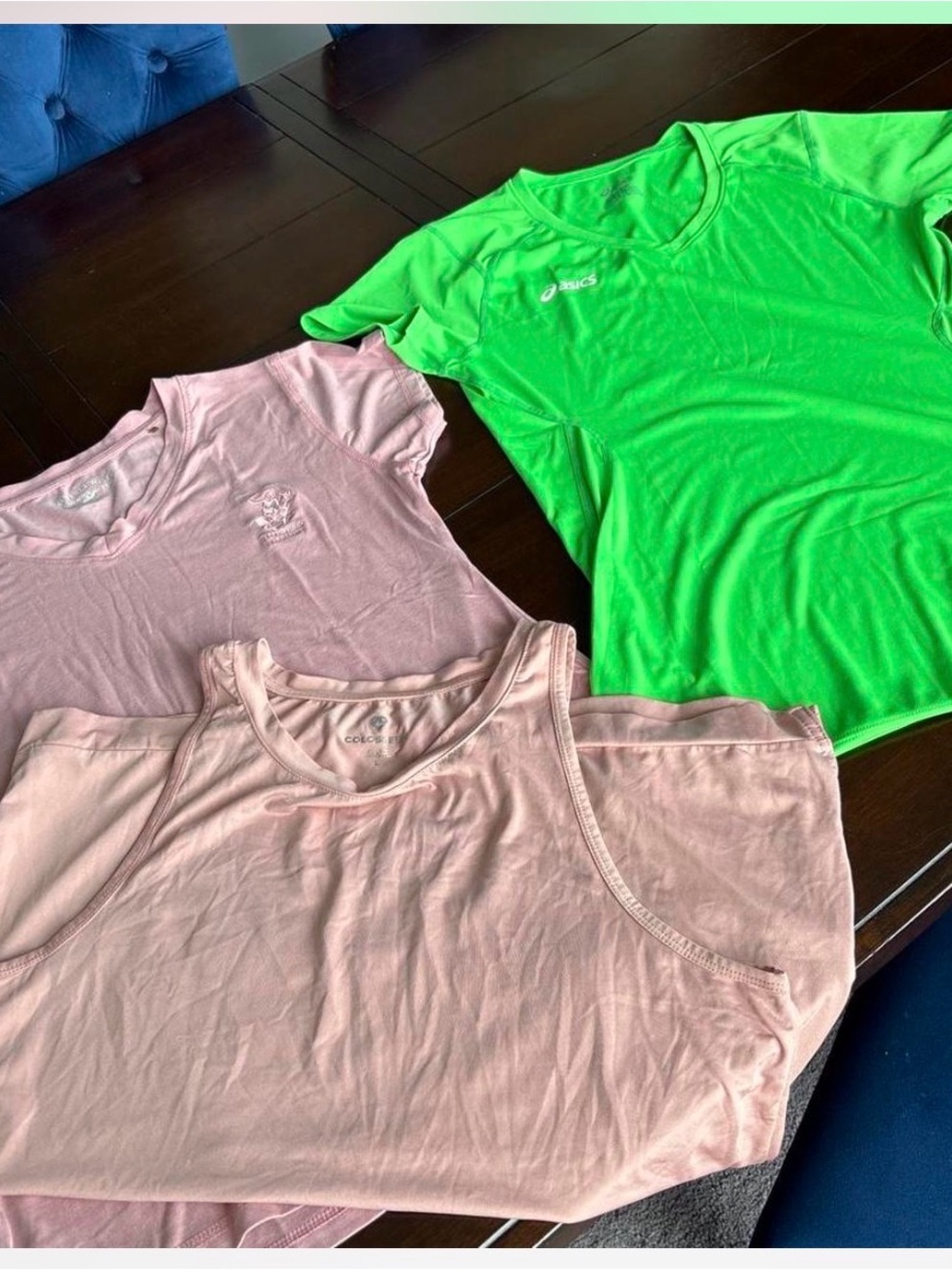ASICS Neon Green Short-Sleeve Performance Tee with Pastel Pink Tees